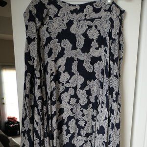 Navy Paisley Midi Skirt